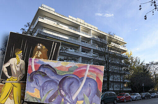 2011 verkauft Rolf Gurlitt Max Beckmanns Gemälde &bdquo;Löwenbändiger&ldquo; (l.) - aber nicht in seiner Wohnung in Schwabing.