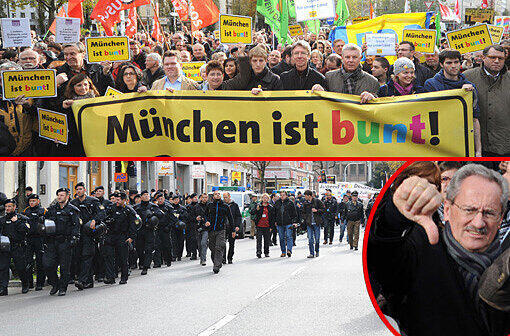 Etwa 20 Kundgebungsteilnehmer, über 1.000 Polizisten und insgesamt etwa 1.500 Gegendemonstranten: Das ist die Bilanz vom Münchner Demo-Samstag.