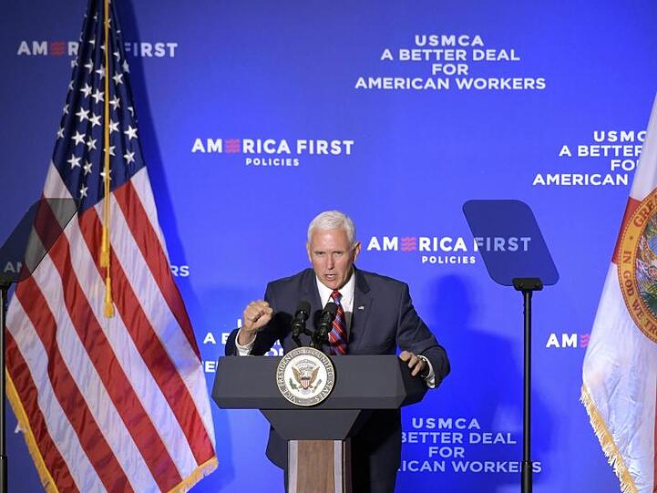 Mike Pence, US-Vizepräsident, spricht über das Freihandelsabkommen zwischen den USA, Mexiko und Kanada.