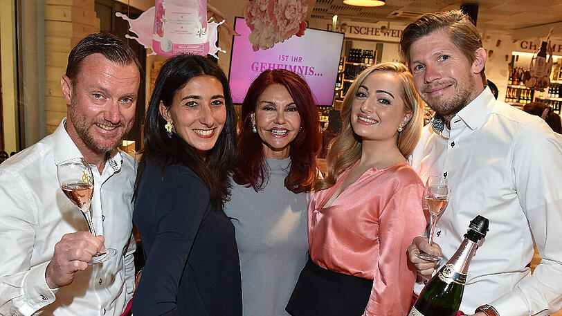Rachele Rovesti ("Eataly"), Dr. Cordula Niedermaier-May, Grazia Stallone, Michael Schanzer ("Champagnerglück") und Franz Klenner ("Regulat Beauty").