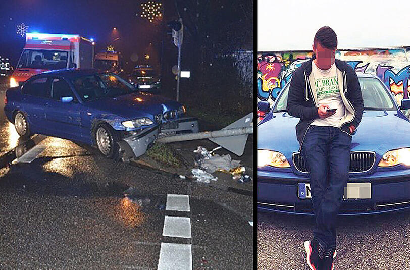 Mit seinem blauen BMW, vor dem er bei Facebook posiert, hat ein 21-Jähriger einen tödlichen Unfall verursacht.