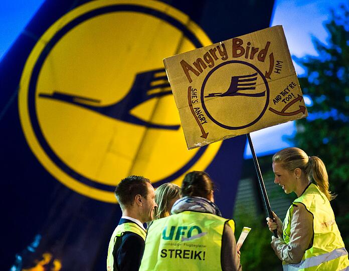 So sah der Flugbegleiter-Streik am Frankfurter Flughafen aus. Heute ist München dran.