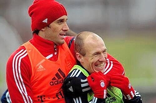 Spielen nur noch im Training zusammen. Arjen Robben (re.) und Luca Toni