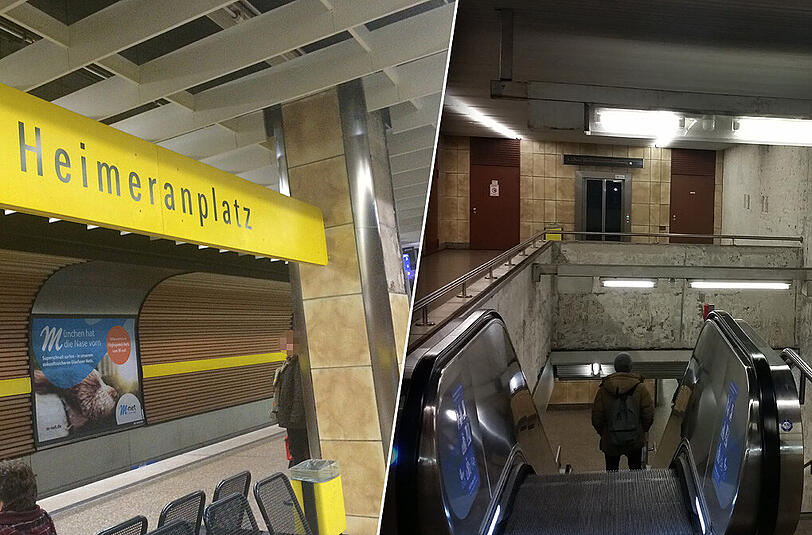 An dieser Rolltreppe am U-Bahnhof Heimeranplatz ereignete sich der Vorfall.