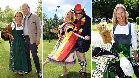Spaß auf dem Rasen: Promis beim Golfen in Tracht....