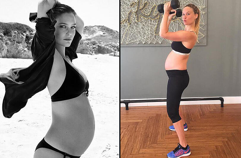 Überflüssige Babypfunde? Nicht bei Bar Refaeli. Das Model hält sich auch trotz Babykugel fit.