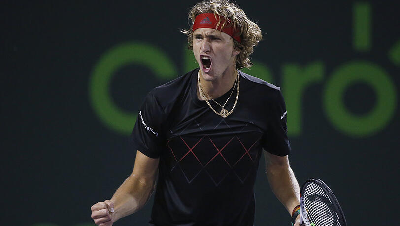 Alexander Zverev brüllt sich zum Sieg gegen Borna Coric im Viertelfinale des ATP-Turniers von Miami. Alexander Zverev brüllt sich zum Sieg gegen Borna Coric im Viertelfinale des ATP-Turniers von Miami.