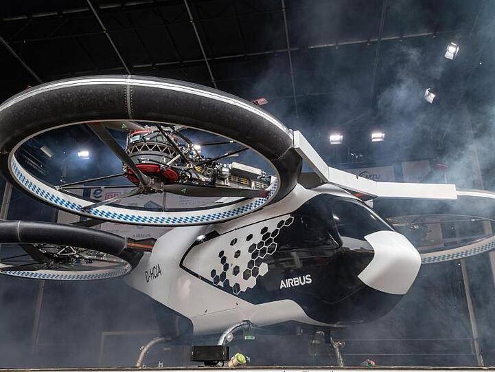 Das Flugtaxi "CityAirbus" bei seiner Vorstellung im März in Ingolstadt.