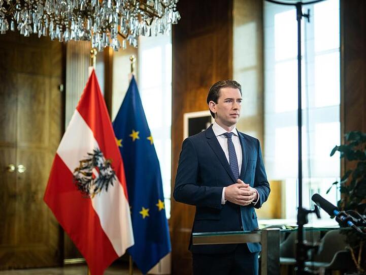 Sebastian Kurz, Bundeskanzler von Österreich, hält eine Rede im Bundeskanzleramt. Foto: Arno Melicharek/BKA/dpa