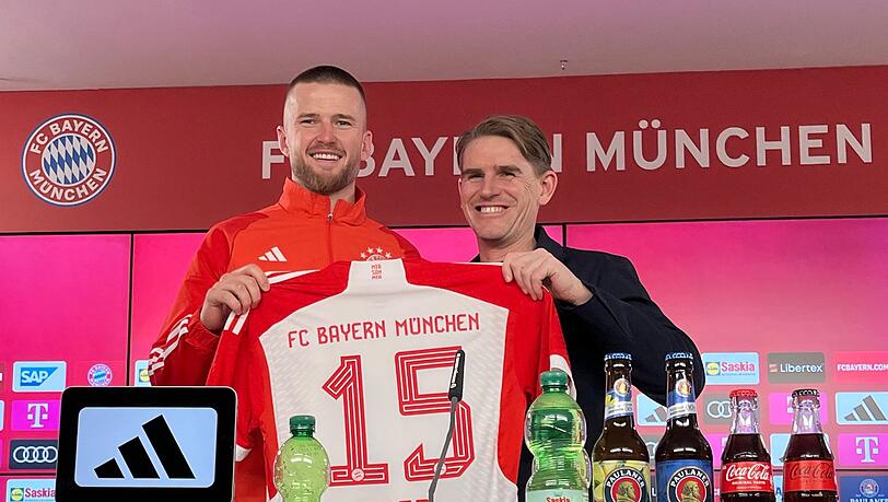 Vorstellung von Neuzugang Eric Dier (l) beim FC Bayern München mit und Sportdirektor Christoph Freund (r).