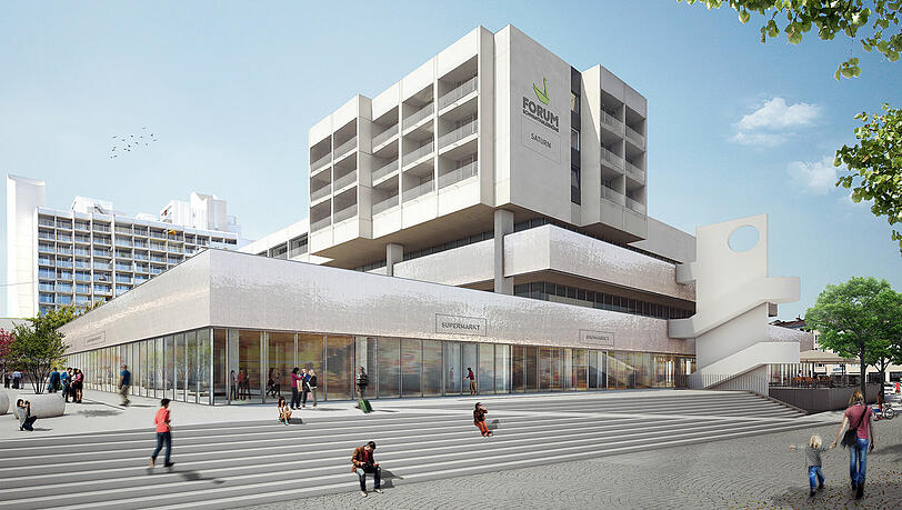Blick von der Theresienhöhe: So sieht das neue Einkaufszentrum auf dem Plan aus. Blick von der Theresienhöhe: So sieht das neue Einkaufszentrum auf dem Plan aus.