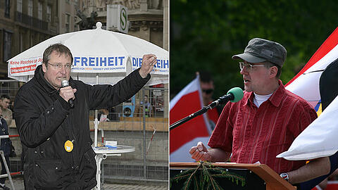 Bereitet den Bagida-Aufmarsch vor: Michael Stürzenberger (l.) - Wettert gegen &bdquo;Gehirnamputierte&ldquo; und zeigte den Hitlergruß: BIA-Stadtrat Karl Richter.