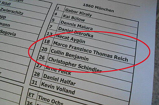 Mit der Nummer 18: Marco Francisco Thomas Reich. Richtig wäre gewesen: Manuel Schäffler