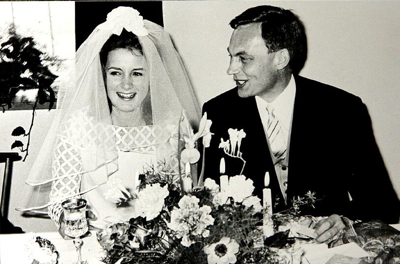 Glücklich mit seiner Hildegard: Hochzeit am 6. April 1968.