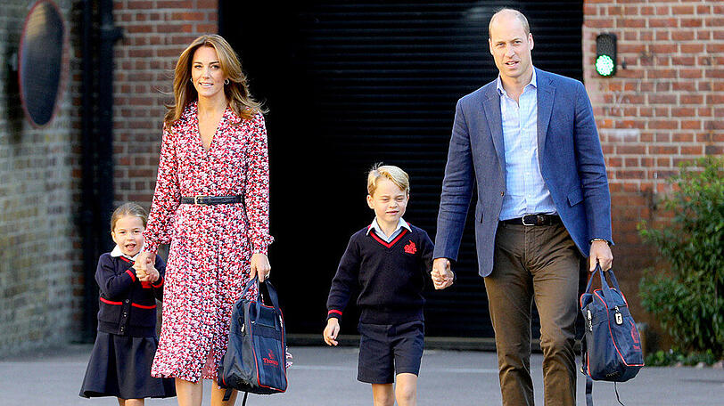 William und Kate mit den Kindern Charlotte und George auf dem Weg zur Schule