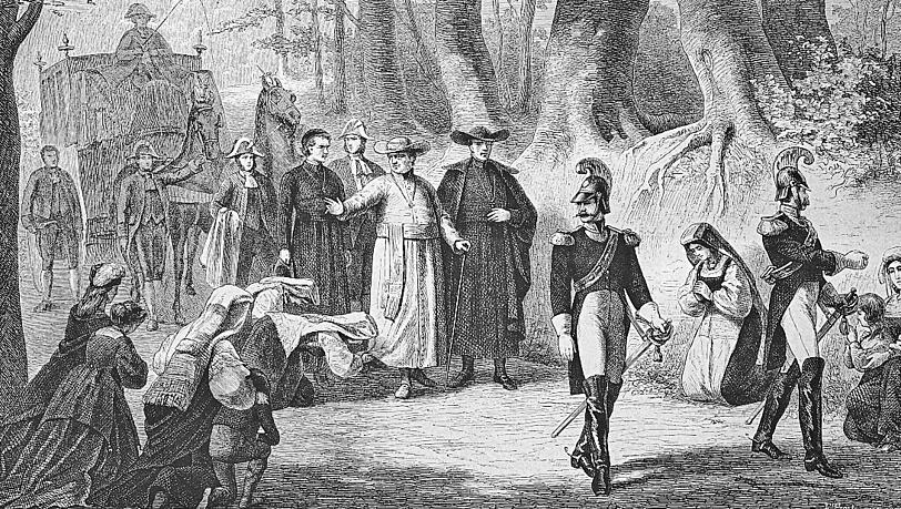 Dieser historische Stich zeigt Papst Pius IX. beim Abendspaziergang. Dieser historische Stich zeigt Papst Pius IX. beim Abendspaziergang.