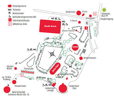 Was ist wo? - Der Lageplan für das Tollwood-Festival.