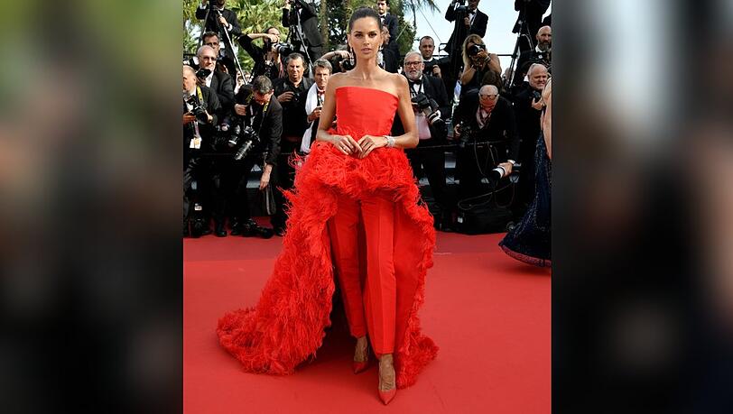 Izabel Goulart passt mit ihrem Outfit zu dem roten Teppich der Filmfestspiele von Cannes.