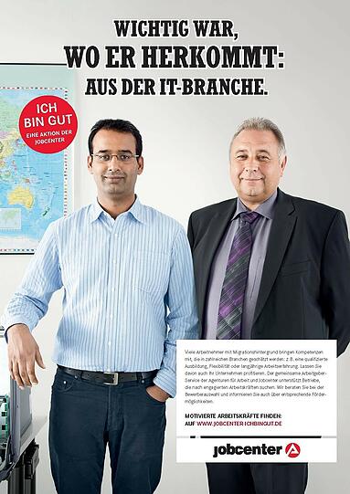 Die Imagekampagne der Bundesagentur für Arbeit wirbt dafür, Langzeitarbeitslosen eine Chance zum Wiedereinstieg ins Berufsleben zu geben.