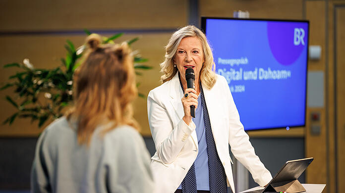 Katja Wildermuth, BR-Intendantin, bei einer Pressekonferenz unter dem Motto "Digital und Dahoam" zu ihrer Strategie.