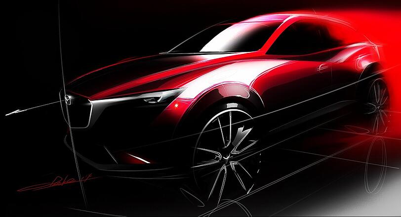 Mehr als diesen optischen Appetithappen will Mazda bisher noch nicht vom CX-3 zeigen.