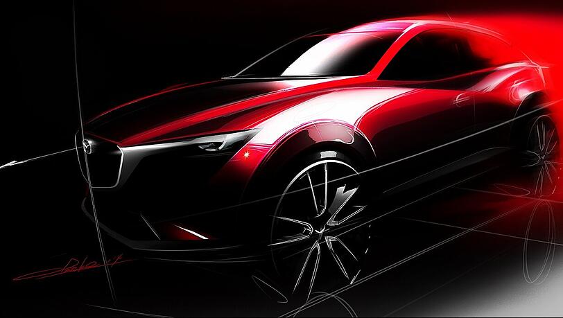 Mehr als diesen optischen Appetithappen will Mazda bisher noch nicht vom CX-3 zeigen. Mehr als diesen optischen Appetithappen will Mazda bisher noch nicht vom CX-3 zeigen.