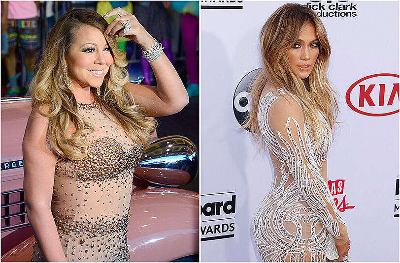 Jennifer Lopez (r.) will nicht, dass ihr Manager auch für Mariah Carey arbeitet.