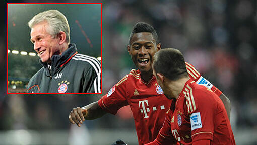 Bei den Spielern (im Bild David Alaba und Franck Ribery) läuft der Schmäh, den Trainer Jupp Heynckes freut's. Die Stimmen zum 4:0-Sieg des FC Bayern gegen Schalke 04. Bei den Spielern (im Bild David Alaba und Franck Ribery) läuft der Schmäh, den Trainer Jupp Heynckes freut's. Die Stimmen zum 4:0-Sieg des FC Bayern gegen Schalke 04.