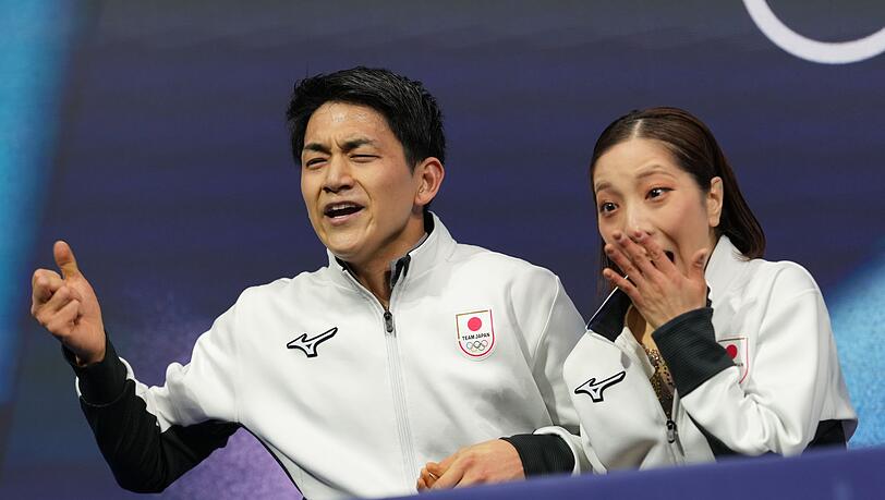 Riku Miura und Ryuichi Kihara konnten ihren Olympiasieg kaum fassen. Riku Miura und Ryuichi Kihara konnten ihren Olympiasieg kaum fassen.