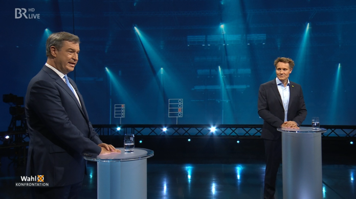 Die Spitzenkandidaten Markus Söder (CSU) und Ludwig Hartmann (Grüne) lieferten sich im Fernsehduell einen erbitterten Schlagabtausch.