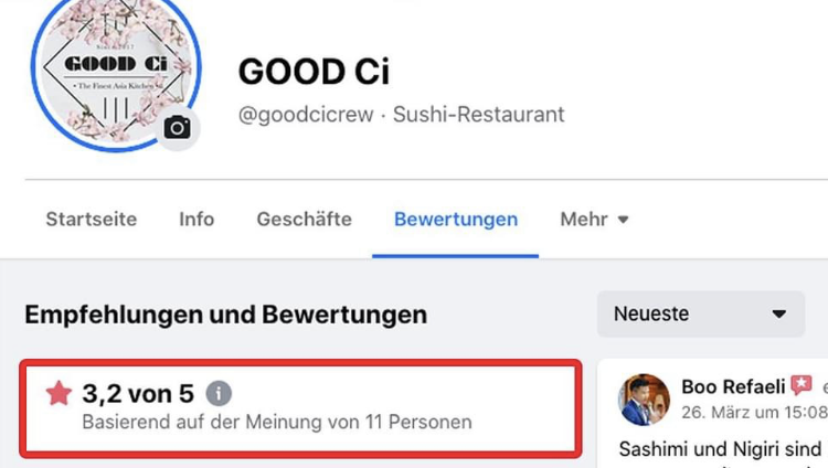 Die Meinungen, die in die Sterne-Bewertung des Lokals einfließen, werden immer weniger, die negativen bleiben jedoch erhalten, während die fast 80 positiven der Reihe nach rausfliegen. Das Restaurant wird auf den ersten Blick immer unbeliebter. Das ärgert die Betreiber. Die Meinungen, die in die Sterne-Bewertung des Lokals einfließen, werden immer weniger, die negativen bleiben jedoch erhalten, während die fast 80 positiven der Reihe nach rausfliegen. Das Restaurant wird auf den ersten Blick immer unbeliebter. Das ärgert die Betreiber.