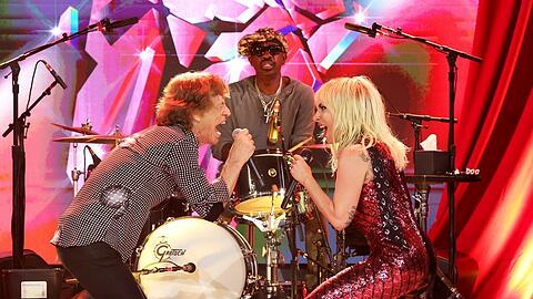 Mick Jagger und Lady Gaga auf der Release-Party des neuen Albums.