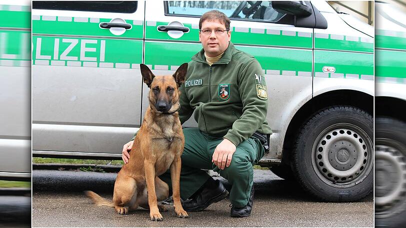 Diensthund "Cemal" mit Polizeihauptkommissar Timo B.