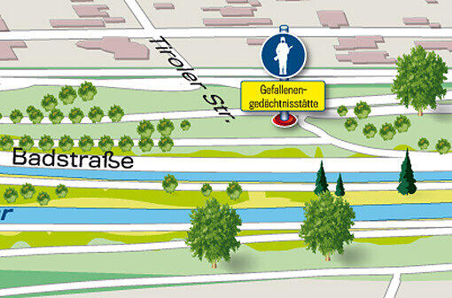Höllriegelskreuth, nach der Tiroler Straße: Wer von der Badstraße abbiegt, findet hier eine Gedächtnisstätte für Gefallene.