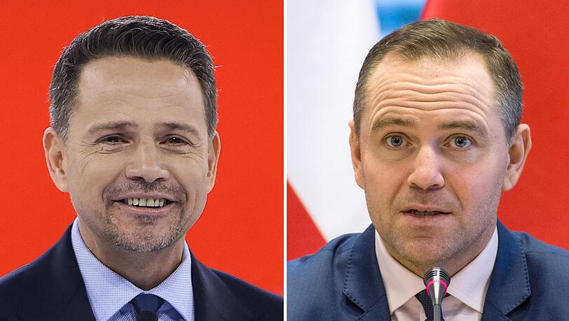 Der Warschauer Oberbürgermeister Rafal Trzaskowski (links) und der Historiker Karol Nawrocki gelten als Favoriten im Rennen um die polnische Präsidentschaft. (Archivbilder)
