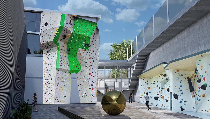 Im Innenhof soll eine Kletterwand gebaut werden. Im Innenhof soll eine Kletterwand gebaut werden.