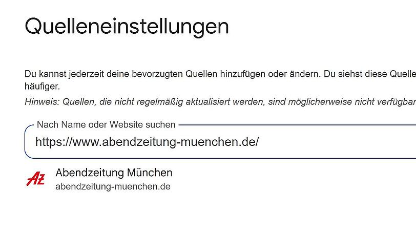 In den Google Quelleneinstellungen können Sie Namen oder Website suchen und ganz rechts ein Häkchen zum speichern setzten. In den Google Quelleneinstellungen können Sie Namen oder Website suchen und ganz rechts ein Häkchen zum speichern setzten.