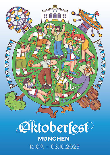 Wie sieht das Oktoberfest-Plakat 2023 aus? 45 Motive stehen zur Auswahl.