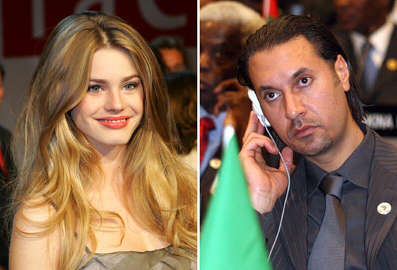 Die Kombo zeigt "Alice"-Model Vanessa Hessler (l, Archivfoto vom 11.05.2006) und Mutassim Gaddafi (Archivfoto von Januar 2007). Die Werbe-Schönheit  Vanessa Hessler musste wegen ihrer Liebe zum getöteten Gaddafi-Sohn Mutassim nun ihren Reklamejob beim Telefonanbieter «Alice» abschreiben.