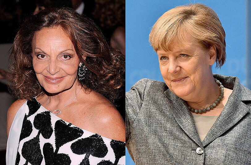 Diane von Fürstenberg hält Bundeskanzlerin Angela Merkel für die "mächtigste Frau der Welt - natürlich nur, bis Hillary Clinton an die Macht kommt."