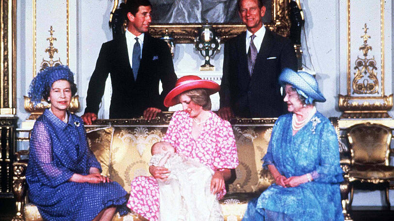 August 1982: die königlichen Großeltern bei der Taufe von Prinz William.