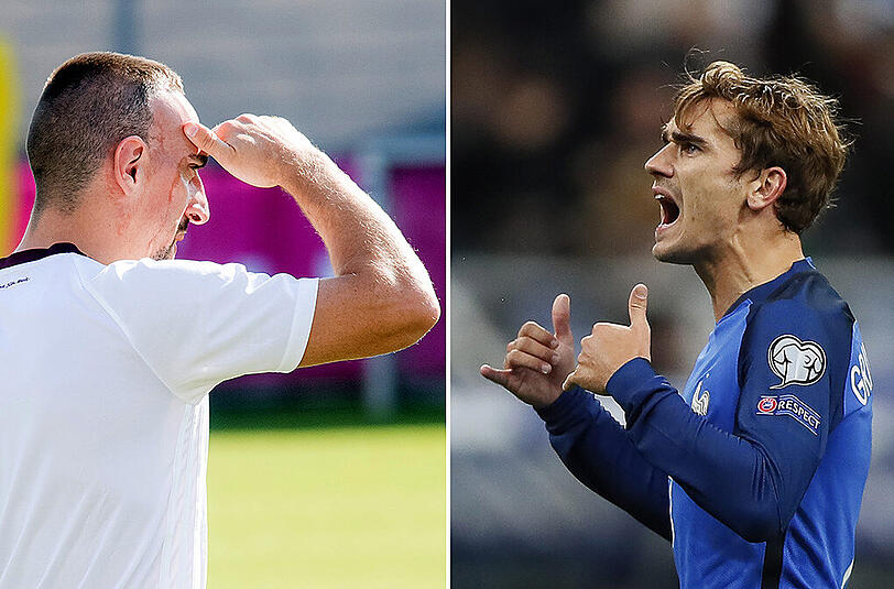 Franck Ribéry (links) hat mit seiner Kritik an Antoine Griezmann (rechts) einen Sturm der Entrüstung ausgelöst.
