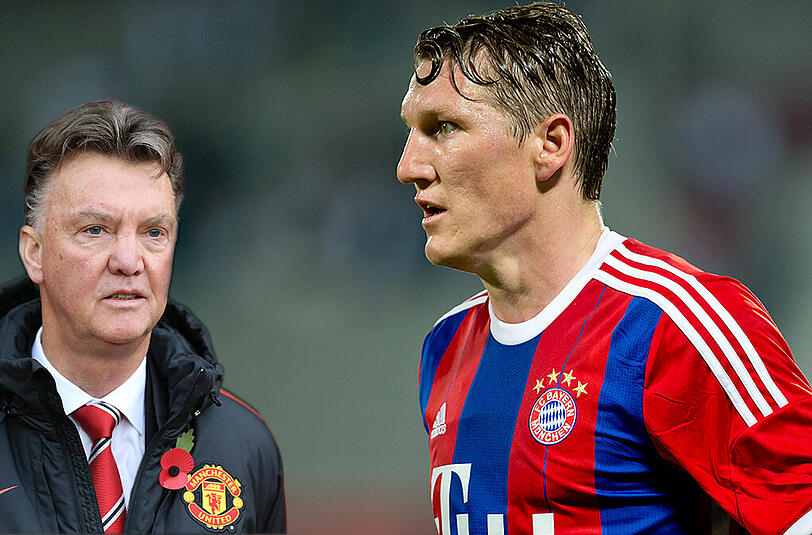 Könnte Bayern-Chef Bastian Schweinsteiger im Visier haben: Manchester Uniteds Coach Luis van Gaal.