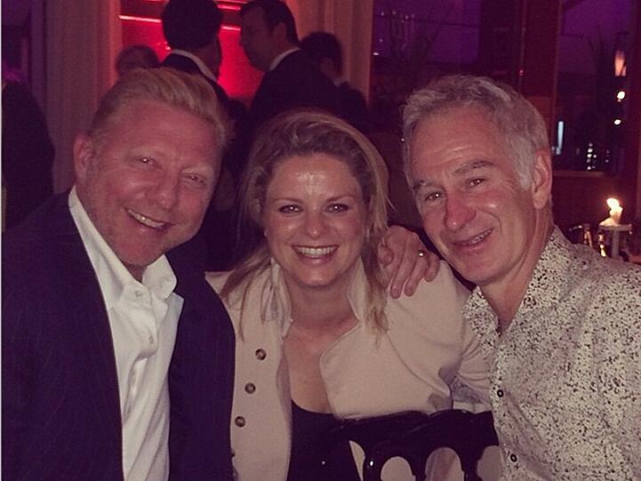 Tennislegenden: Boris Becker (li.), Kim Clijsters und John McEnroe