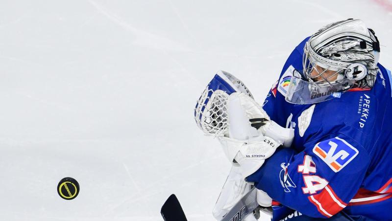Der Torwart von Adler Mannheim, Dennis Endras, hält einen Torschuss. Foto: Uwe Anspach/Archivbild Der Torwart von Adler Mannheim, Dennis Endras, hält einen Torschuss. Foto: Uwe Anspach/Archivbild