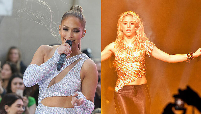 Jennifer Lopez (l.) und Shakira werden beim kommenden Super Bowl zusammen auf der Bühne stehen Jennifer Lopez (l.) und Shakira werden beim kommenden Super Bowl zusammen auf der Bühne stehen