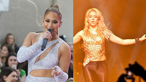 Jennifer Lopez (l.) und Shakira werden beim kommenden Super Bowl zusammen auf der Bühne stehen