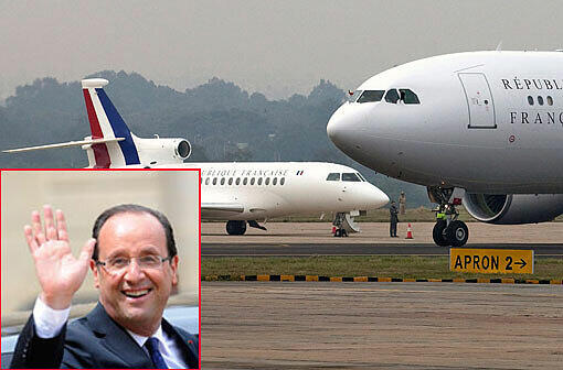 Francois Hollande war mit der Präsidentenmaschine auf dem Weg nach Berliln, als der Blitz einschlug.