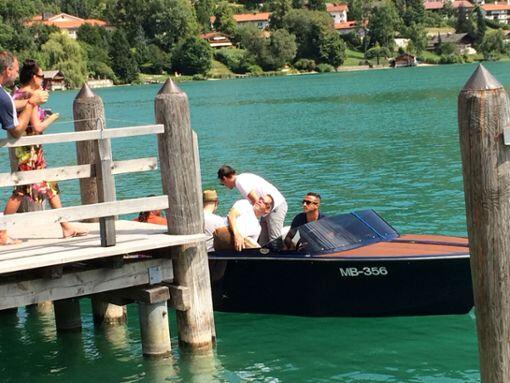 Thiago, Javi Martínez und Renato Sanches am Dienstagmittag mit einer kleinen Bootstour auf dem Tegernsee.