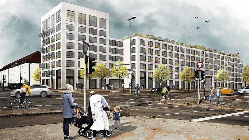 Der dritte Platz: Der Entwurf von Steindle Architekten mit Dachgärten.
